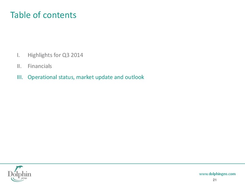 Q3 2014 EARNINGS CALL – Dolphin Geophysical Asa – slide 20