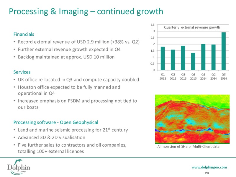 Q3 2014 EARNINGS CALL – Dolphin Geophysical Asa – slide 27