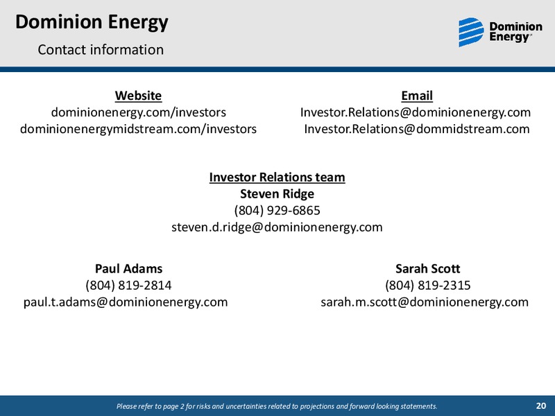 December 2018 Investor Meetings – Dominion Energy – slide 19