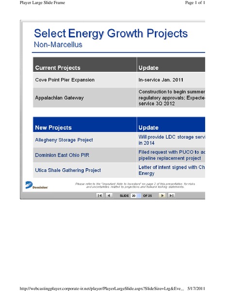 Deutsche Bank Securities 2011 Alternative Energy Utilities and Power Conference – Dominion Resources, Inc. – slide 20