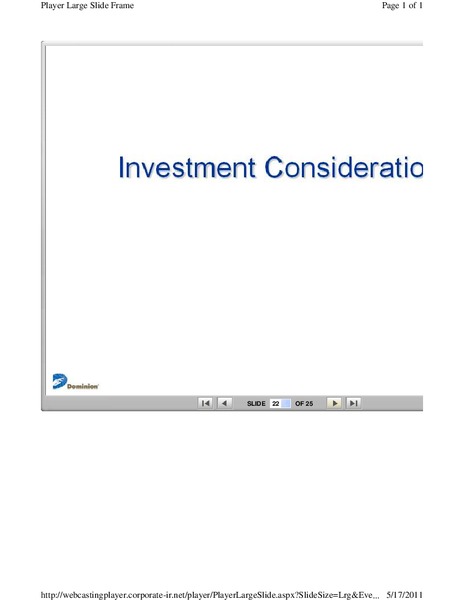 Deutsche Bank Securities 2011 Alternative Energy Utilities and Power Conference – Dominion Resources, Inc. – slide 22