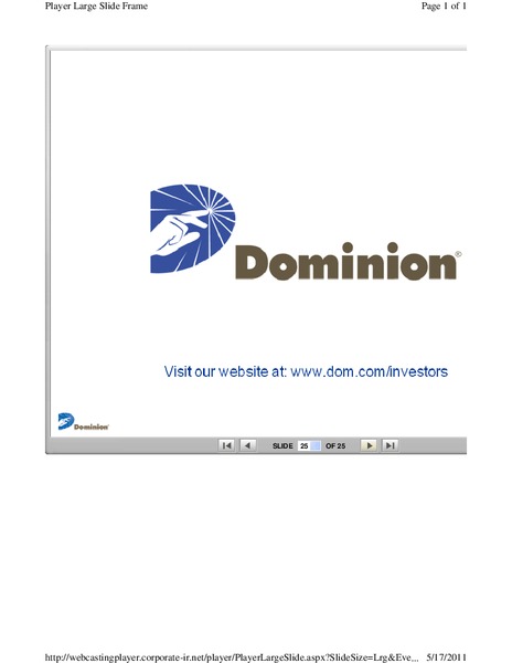 Deutsche Bank Securities 2011 Alternative Energy Utilities and Power Conference – Dominion Resources, Inc. – slide 25