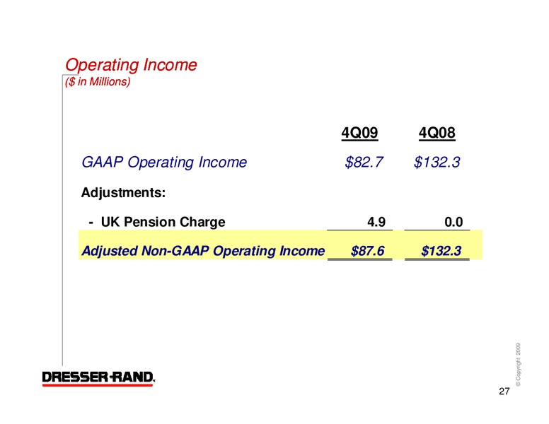 Q4 2009 EARNINGS CALL – Dresser Rand Group Inc – slide 26