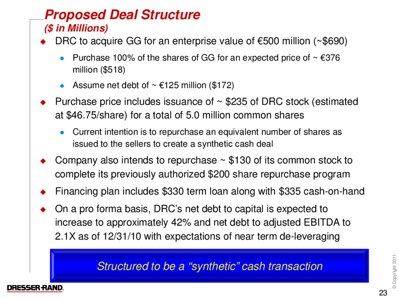 MARCH 2011 CONFERENCE CALL – Dresser Rand Group Inc – slide 22