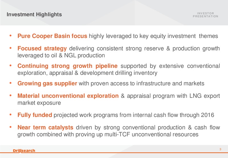 October 2013 Citi Conference – Drillsearch Energy, Ltd. – slide 3