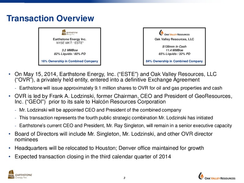 Strategic Combination – Earthstone Energy Inc. – slide 2