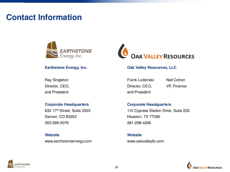Strategic Combination – Earthstone Energy Inc. – slide 21