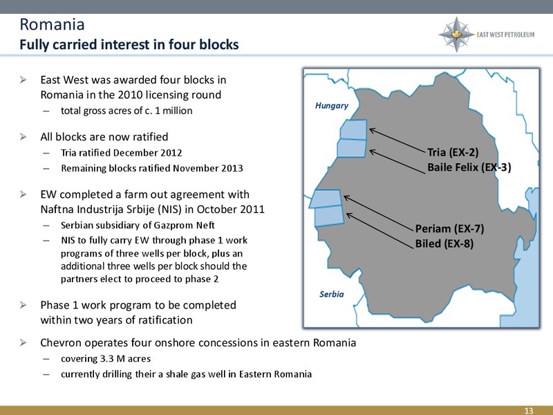Corporate Overview – East West Petroleum – slide 12
