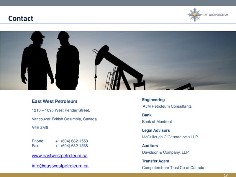 Corporate Overview – East West Petroleum – slide 17