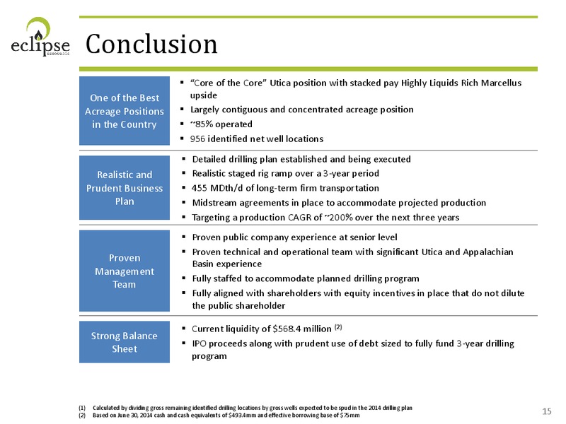 September 2014 Corporate Presentation – Eclipse Resources Corp. – slide 14
