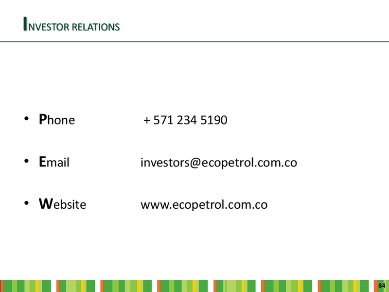 INVESTOR DAY – Ecopetrol S.A. – slide 82