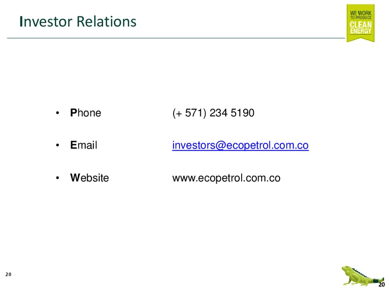 FINANCIAL AND OPERATIONAL RESULTS – Ecopetrol S.A. – slide 19