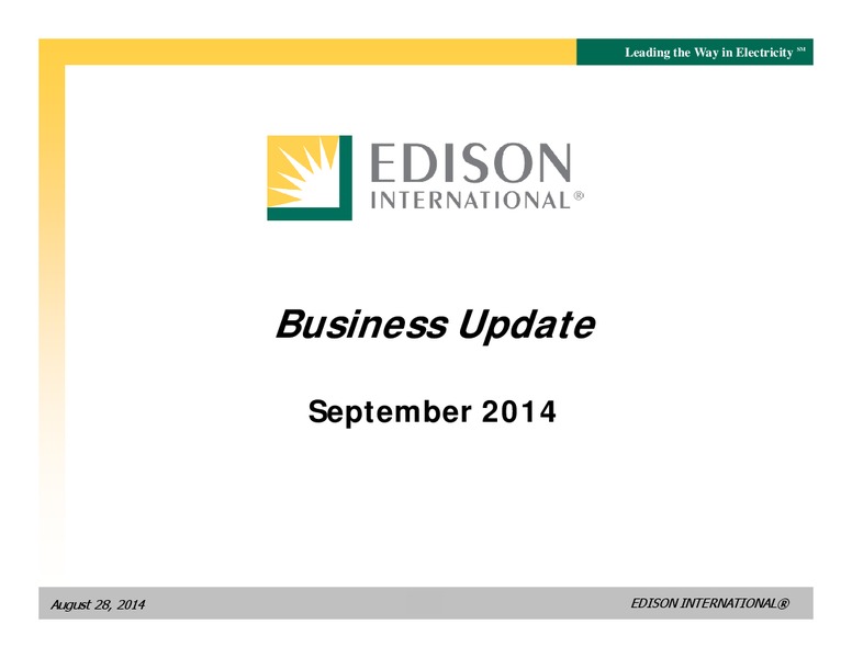 BUSINESS UPDATE – Edison International – slide 1