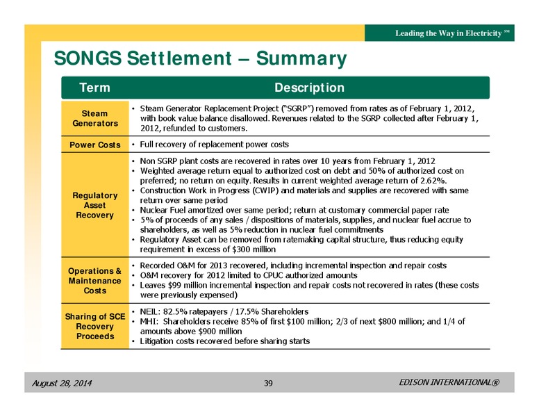 BUSINESS UPDATE – Edison International – slide 38