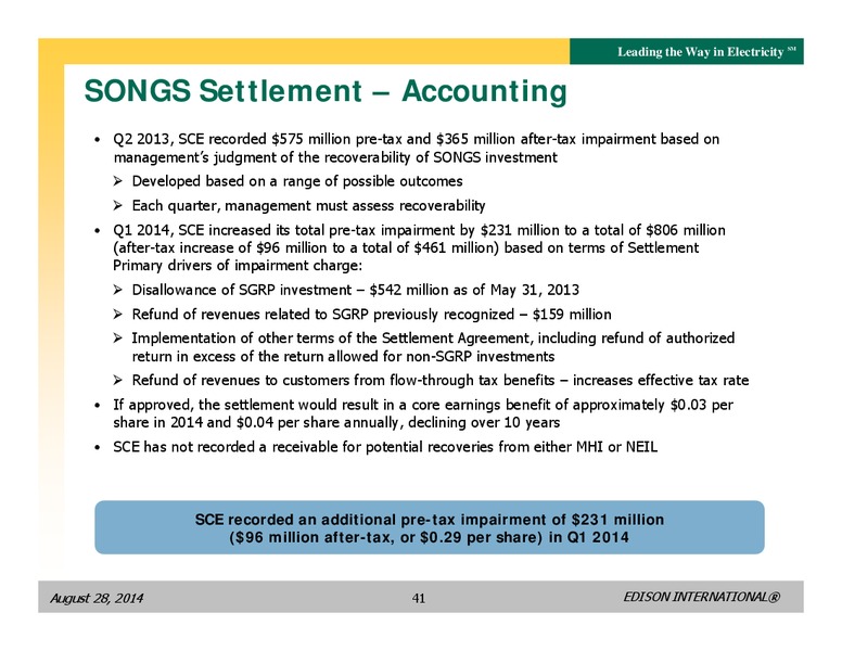 BUSINESS UPDATE – Edison International – slide 40