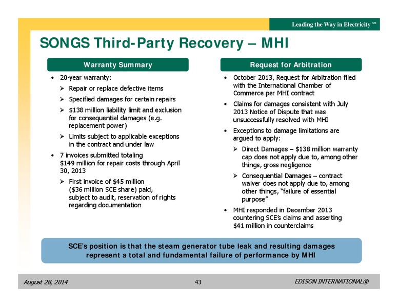 BUSINESS UPDATE – Edison International – slide 42