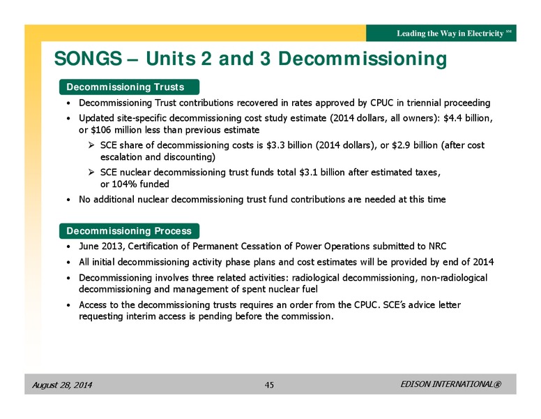 BUSINESS UPDATE – Edison International – slide 44