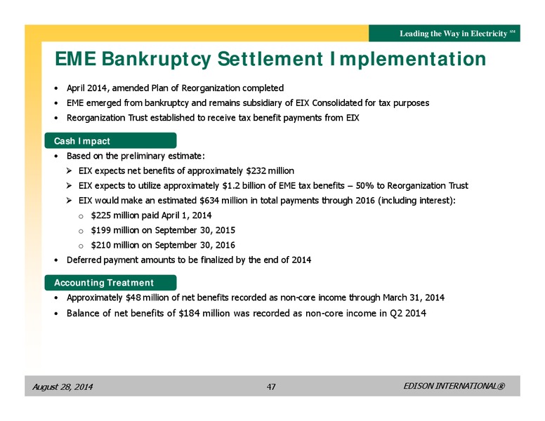 BUSINESS UPDATE – Edison International – slide 46