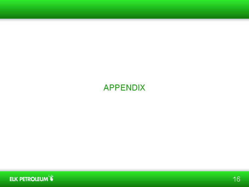 INVESTOR PRESENTATION – Elk Petroleum Limited – slide 15
