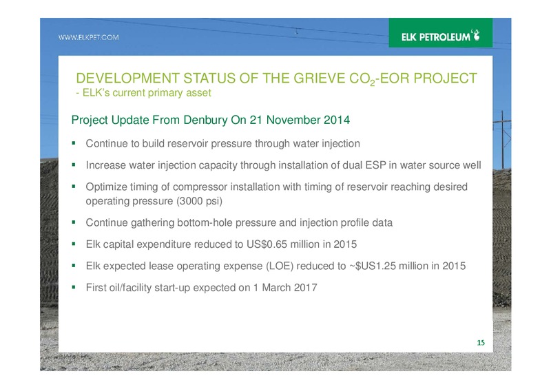 AGM – Elk Petroleum Limited – slide 15