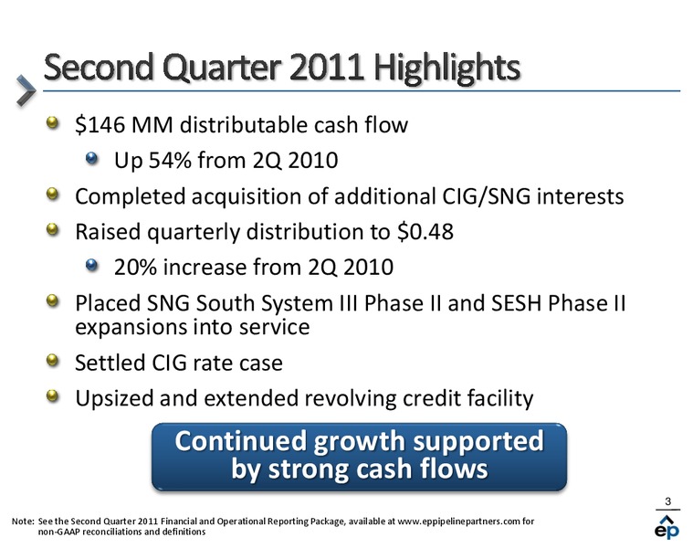 Q2 2011 EARNINGS CALL – El Paso Pipeline Partners, L.P. – slide 2