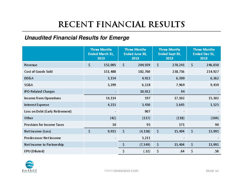 INVESTOR PRESENTATION – Emerge Energy Services Lp – slide 43
