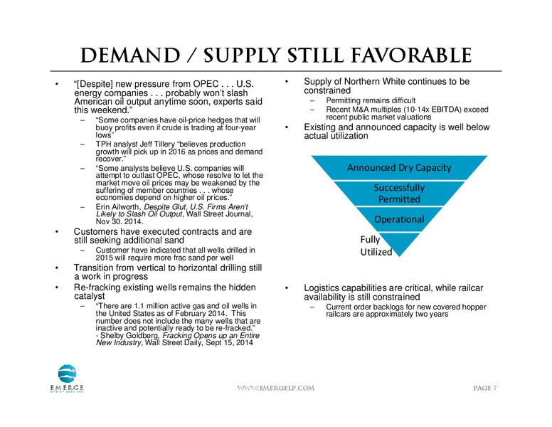 Investor Presentation – Emerge Energy Services Lp – slide 6