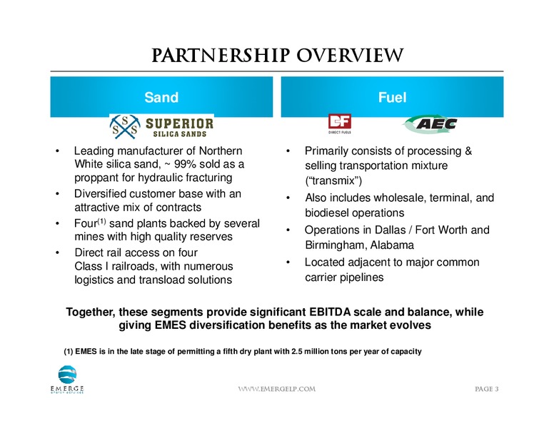 Investor Presentation March 2015 – Emerge Energy Services Lp – slide 2