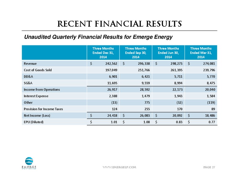 Investor Presentation March 2015 – Emerge Energy Services Lp – slide 26