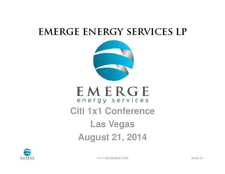 Citi 1X1 Conference Las Vegas – Emerge Energy Services Lp – slide 34