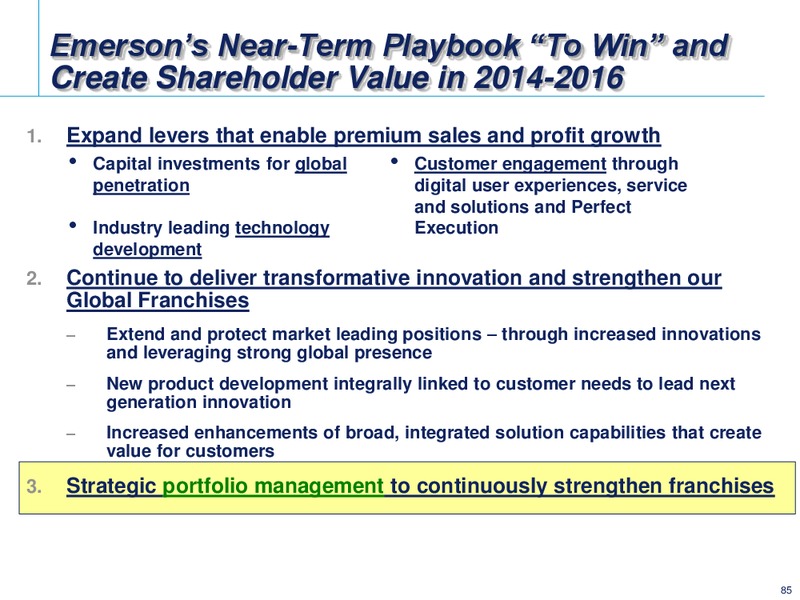 2014 INVESTOR CONFERENCE – Emerson Electric Co. – slide 85