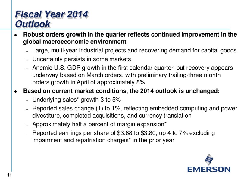 Q2 EARNINGS CONFERENCE CALL – Emerson Electric Co. – slide 11