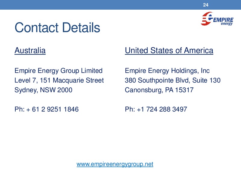 Excellence in Oil and Gas – Empire Energy Ep – slide 23