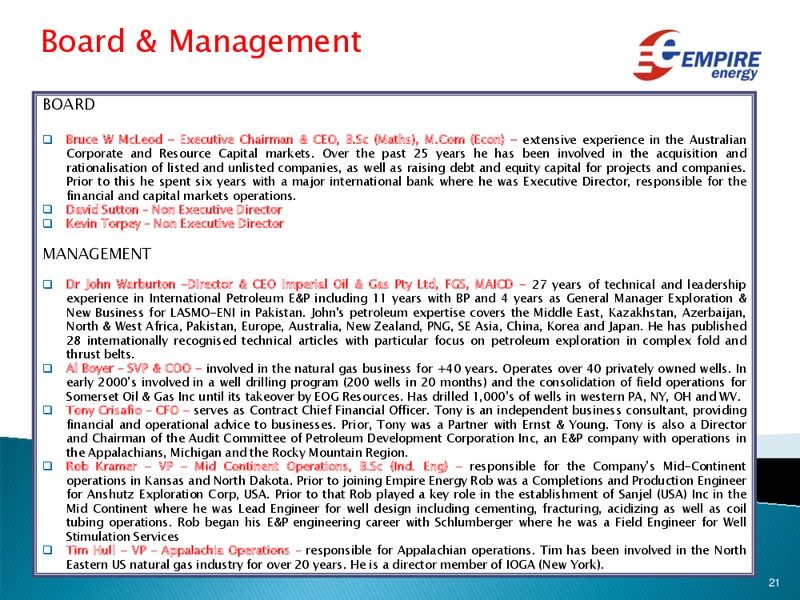 ASX Announcement Corporate Presentation – Empire Energy Ep – slide 20