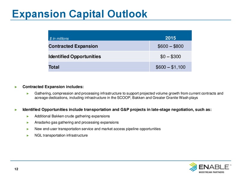 Q4 2014 EARNINGS CALL – Enable Midstream Partners Lp – slide 11