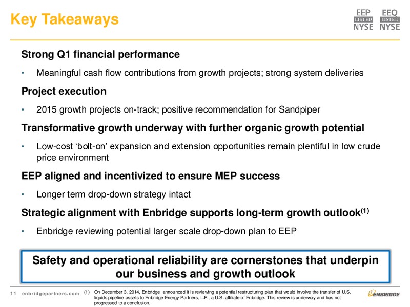 Q1 2015 EARNINGS CALL – Enbridge Energy Partners Lp – slide 11