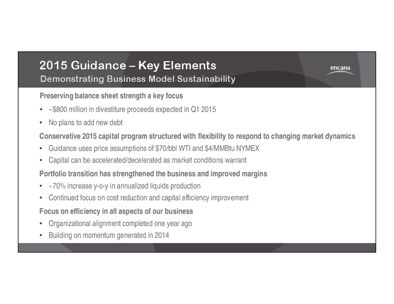 2015 CORPORATE GUIDANCE – Encana Corp – slide 5