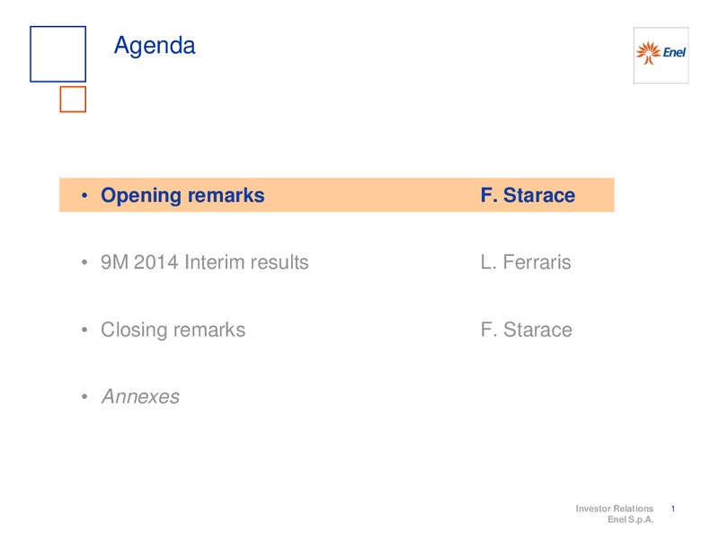 9M 2014 RESULTS – Enel – slide 2