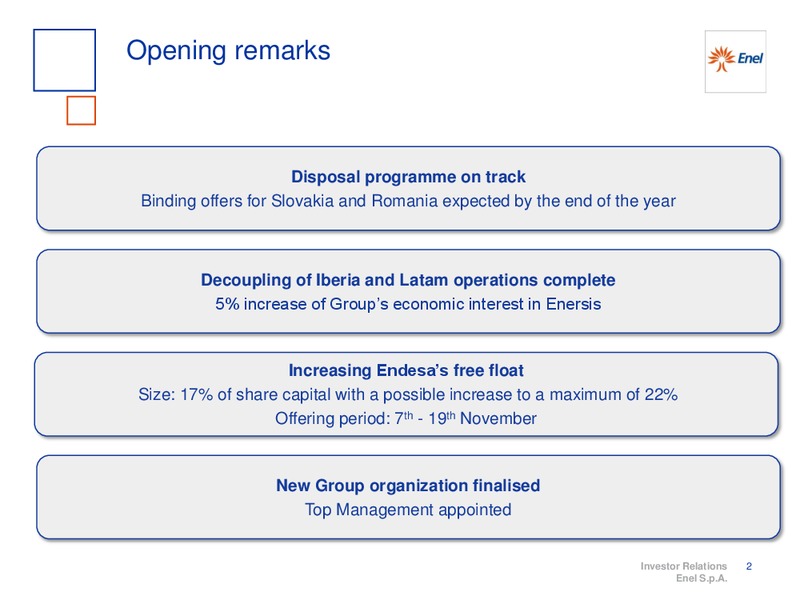 9M 2014 RESULTS – Enel – slide 3