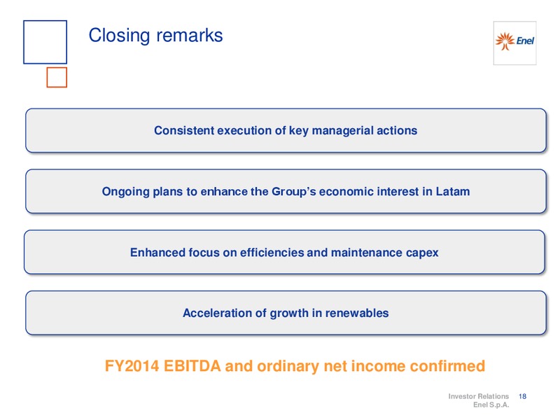 9M 2014 RESULTS – Enel – slide 19