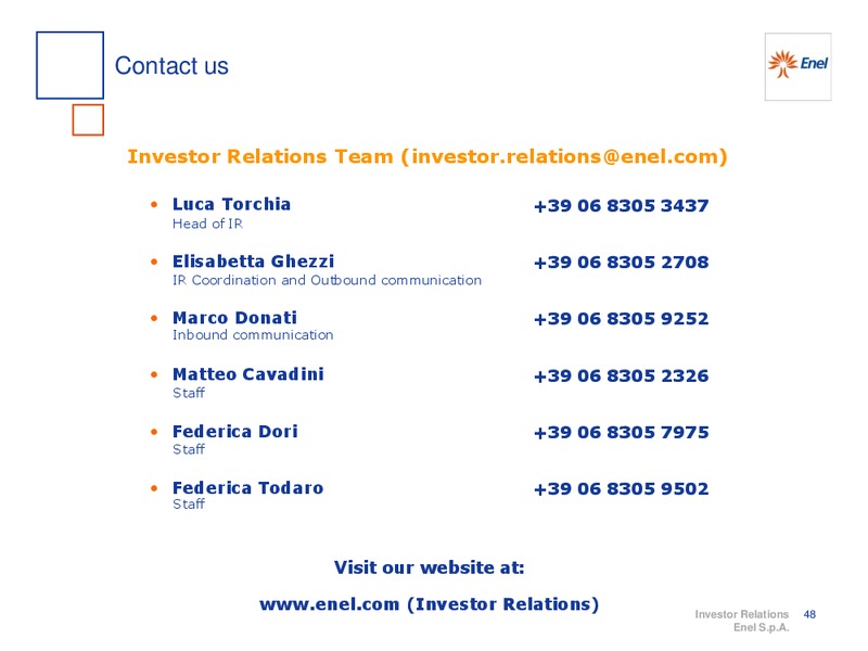 9M 2014 RESULTS – Enel – slide 48