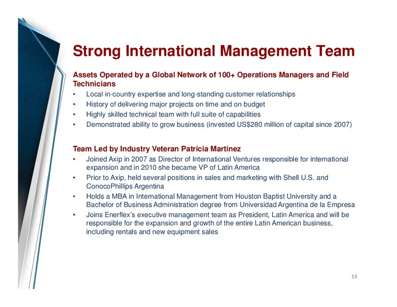 JUNE 2014 CORPORATE PRESENTATION – Enerflex Ltd. – slide 13