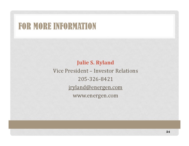 Investor Presentation – Energen Corp. – slide 22