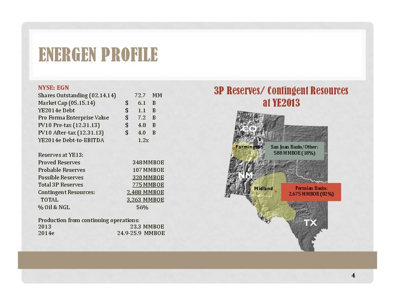 INVESTOR PRESENTATION – Energen Corp. – slide 4