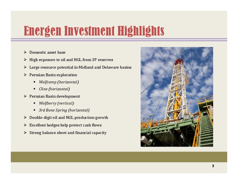 BARCLAYSCEOENERGYPOWERCONFERENCE – Energen Corp. – slide 2