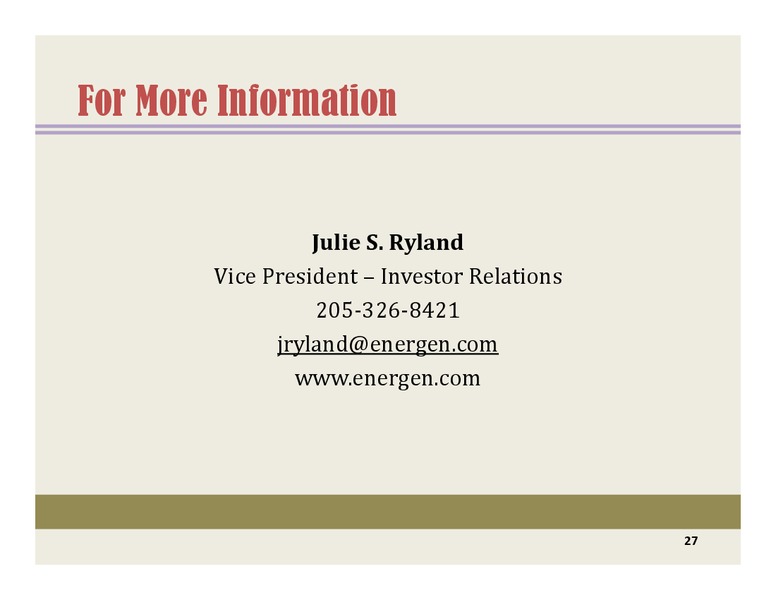 BARCLAYSCEOENERGYPOWERCONFERENCE – Energen Corp. – slide 25