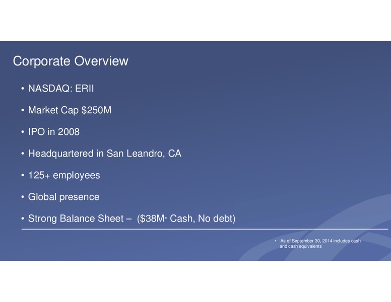 INVESTOR DAY – Energy Recovery – slide 5