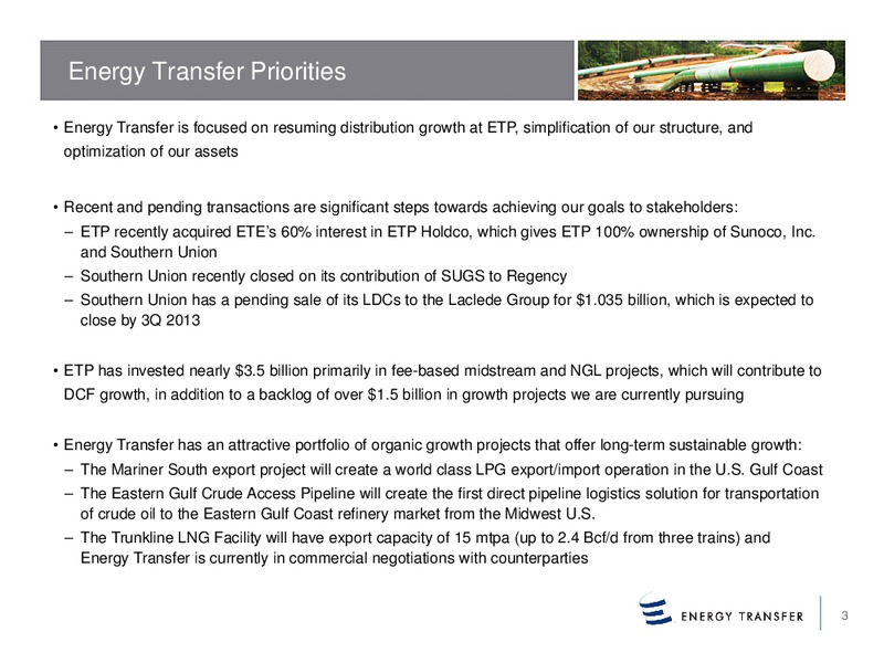 Credit Suisse MLP and Energy Logistics Conference – Energy Transfer – slide 2