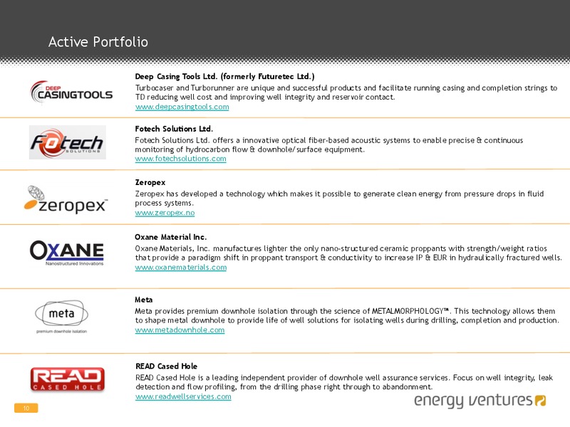 CORPORATE PRESENTATION – Energy Ventures – slide 10