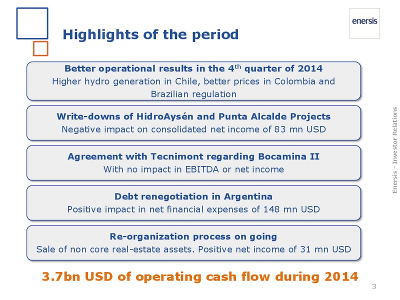 FY 2014 results – Enersis – slide 4